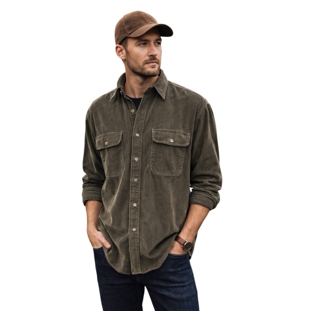 Vtg NW OUTFITTERS Cotton Corduroy Button Up Shirt Rugged Workwear Men’s Medium